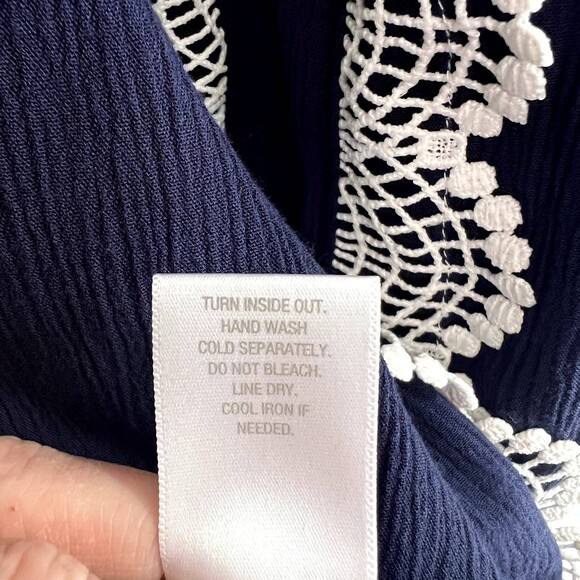 Westport 1962 Scallop Crochet Blue Halter Dress Size Medium Whimsical Dreamy - Picture 9 of 10